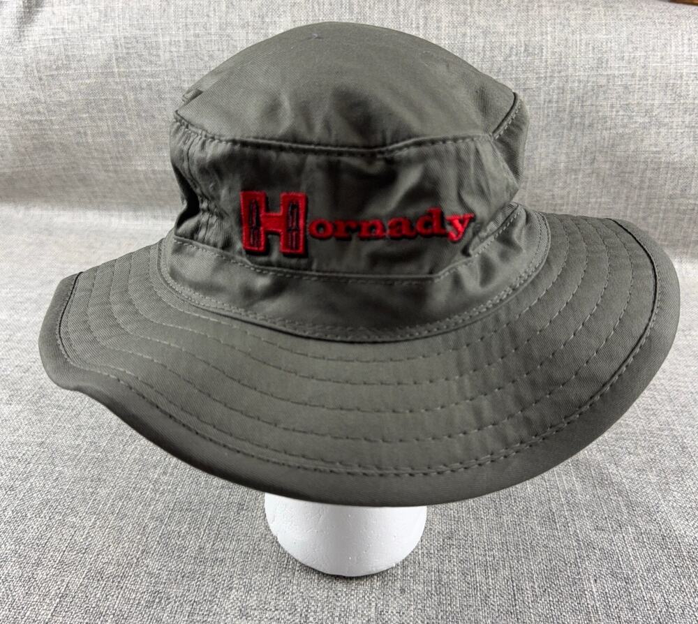 Hornady Outdoor Cap Boonie Bucket Hat Gray Red Embroidered One Size Hunting